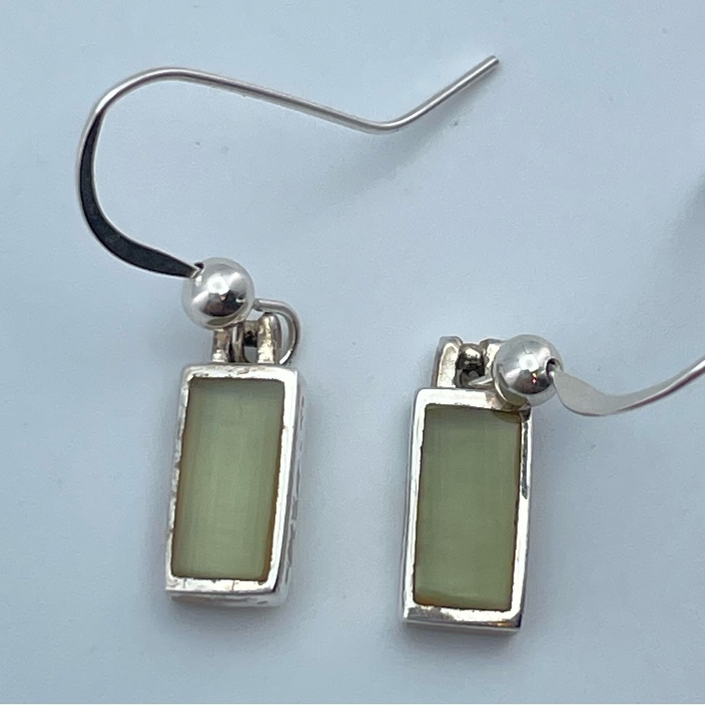 Cute 925 Sterling Silver Rectangular Green Inlay … - image 5